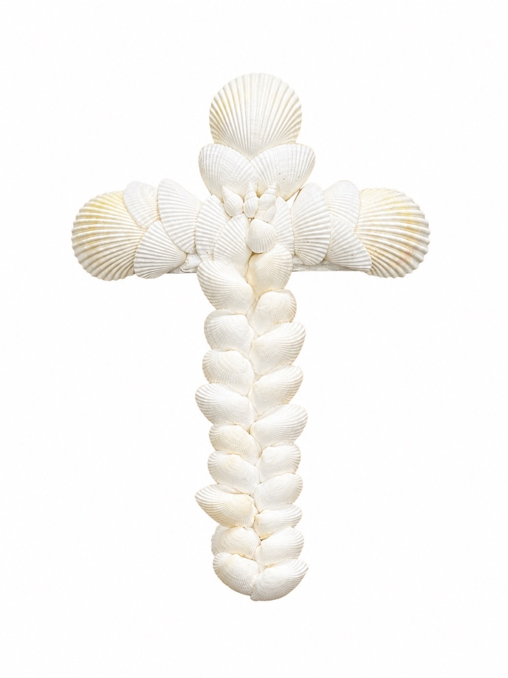 Seashell Cross Wall Decor - White